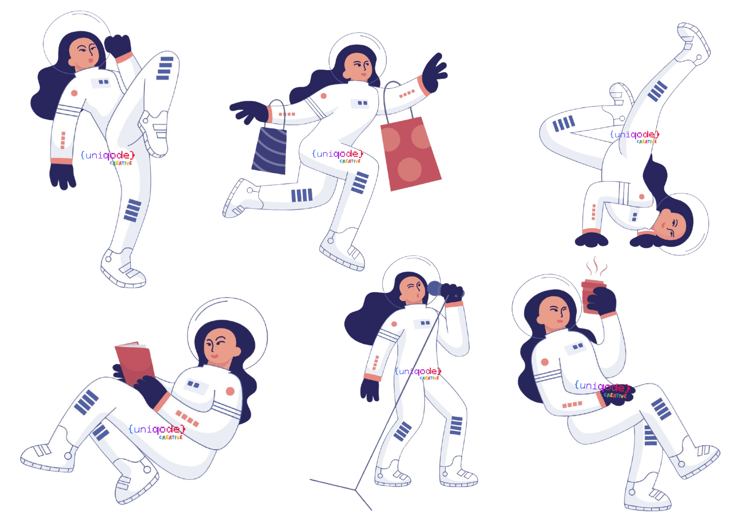 Custom Astronaut Brand Mascot Set